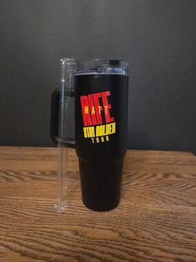 New Matt Rife Stay Golden Tour Black Travel Tumbler 30oz with Lid and Straw